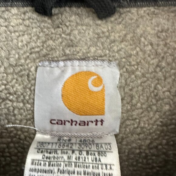 Carhartt Jacket Duck Canvas Fade C61 Sandstone Fleece Lined Chore Heavy Duty - Picture 15 of 16